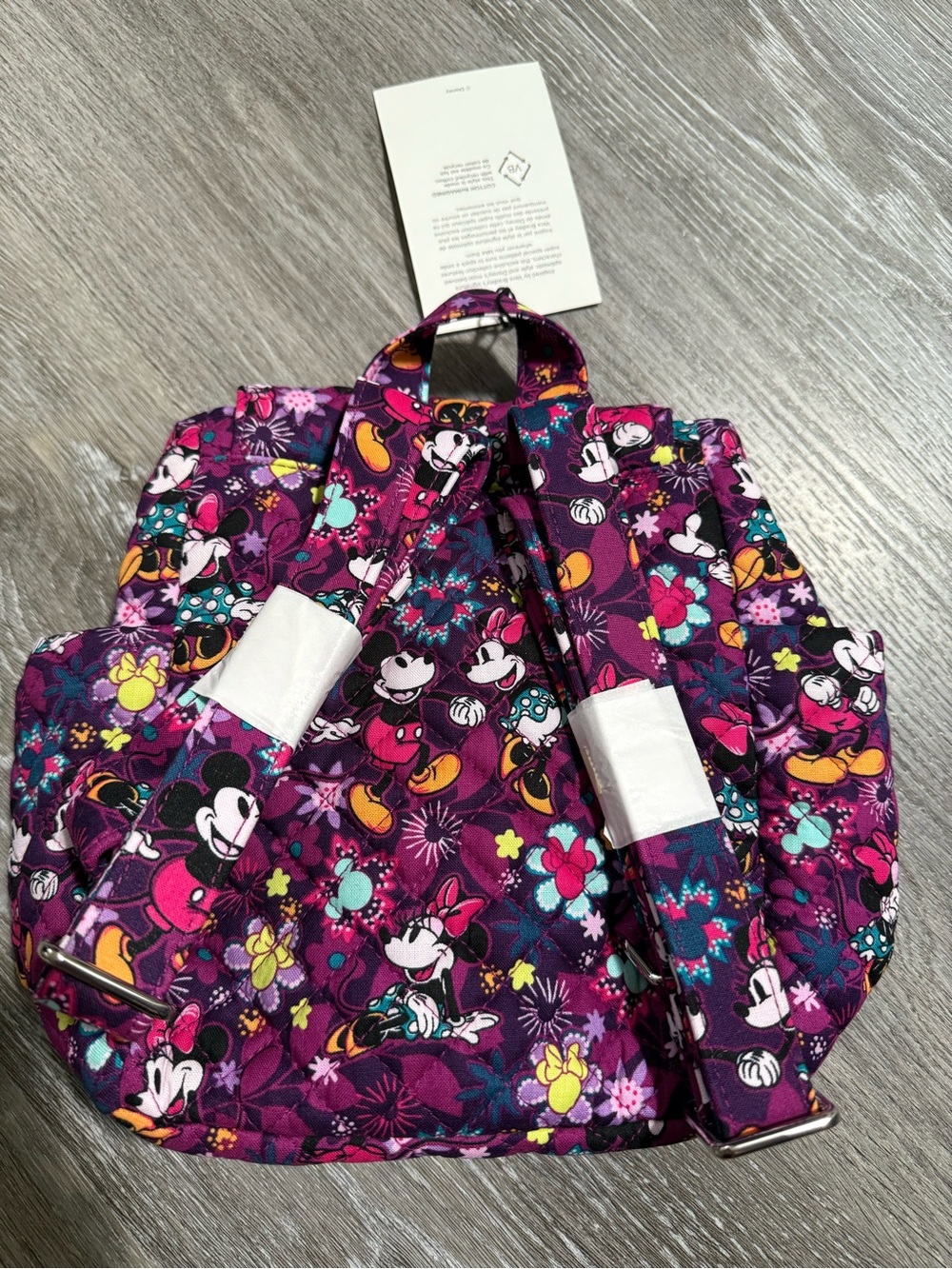 Vera Bradley Disney Purple Floral Minnie Print Quilted backpack NWTs - Picture 6 of 7